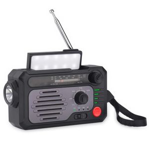 AM/FM/WB/ Rádio One Multifuncional Manivela Rádio de Emergência Alimentado por Energia Solar Luzes LED Externas SOS Alarme Bluetooth Celular Fonte de Alimentação 2000mAh