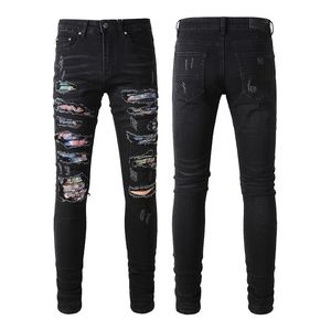 Am jeans designer jeans mens skinny jeans desig 50 couleurs pantalon Long hippop Autocollant Broderie Slim Denim Straight streetwear Pantalon skinny en gros