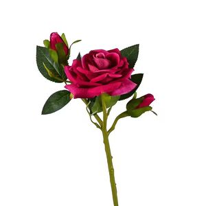 Venta al por mayor caliente 3 cabezas de terciopelo artificial rosa de un solo tallo de San Valentín regalo perfecto ramo de flores de imitación ramo de boda rojo blanco rosas azules