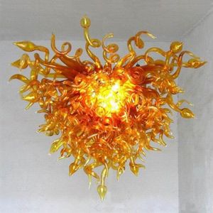 Ambre Nordique Pendentif Lumières Art Décor Salon Lampe LED Lustre En Verre Soufflé À La Main Éclairage De Luxe Salle À Manger Lumière 80 par 60 CM