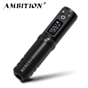 Ambition Flash Wireless Tattoo Pen Machine Professional Battery Capacité 2200mAh Alimentation Lithium LED Digital pour l'art corporel 240323