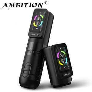 Ambition Zetton Wireless Tattoo Machine Pen Set est Straight Rod Structure Brushless Motor 2400mAh Battery 3.8mm 3.4mm Stroke 240122