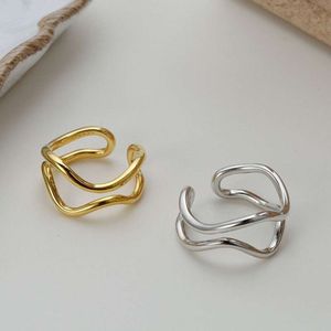 Anillos de emboscada ABS Diseño de emboscado Senedor Instagram Irregular Curvado Anillo de apertura de doble capa anillo de dedo
