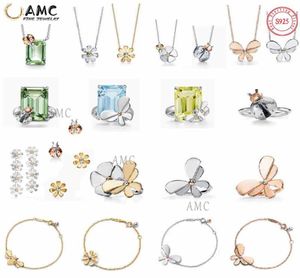 Conjunto de diamantes de imitación AMC, colgante de plata 925 con perlas, joyería femenina, logotipo oficial, collar clásico de amor con flor de sol y luciérnaga, venta al por mayor 4585888