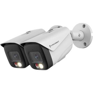 Amcrest 2 pièces Ultra High-définition Kit de caméra IP POE 4K avec vision nocturne de 1294 pieds, coque-caméra en plein air de sécurité avec détection humaine et véhicule.