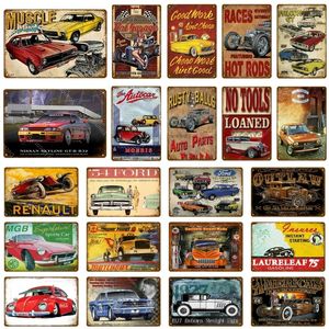 American Car art pintura Letreros de metal Pub Bar Habitación Garaje Decoración Vintage Decoración para el hogar Hot Rods Carreras metal Póster de pared Etiqueta personalizada Tamaño 30X20CM w02