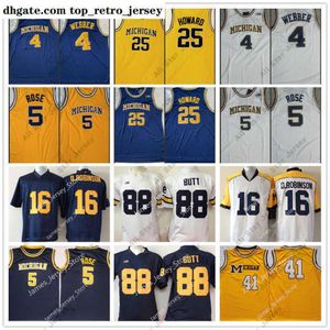 American College Football Wear 5 Jalen Rose Jersey 4 Chris Webber Jersey 25 Dwight Howard 41 Glen Rice 16 Denard Robinson 88 Jake Butt 2022 NCAA Michigan Wolverines