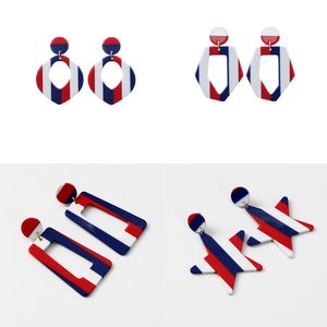 Boucles d'oreilles en acrylique drapeau du jour de l'indépendance américaine, boucles d'oreilles amour, feuille d'étoile, vente en gros X0709 X0710