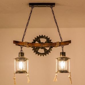 Américain lumière design vintage suspension rétro Café Bar Restaurant en bois loft engrenage industriel verre suspendu