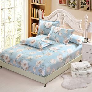 American style White dlower 3Pcs Cotton bed Fitted Sheet Single Double Fitted Cover Mattress Cover full queen king Bedspread