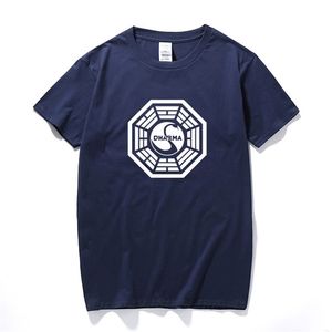 American TV Play Series LOST Dharma Initiative T-Shirt Fitness Coton Manches Courtes Fans T Shirts Tops Tees Camisetas Masculinas 210706