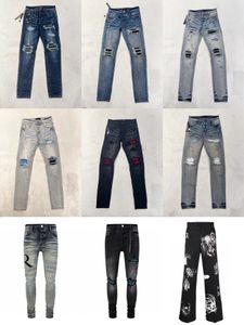 Amirs jeans Mens Jeans designer Jeans Mens Designer Pant hommes Slim Fit élastique broderie mode jean style chat moustaches blanchissant hommes trou cassé jeans même style