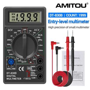 AMITOU DT830B multimètre numérique AC/DC LCD Mini voltmètre ampèremètre Ohm testeur 750/1000V haute sécurité compteur portable avec sonde