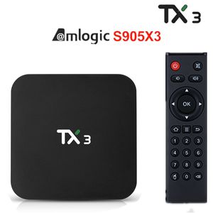 Amlogic S905X3 Android 9.0 TX3 4 Go DDR3 RAM 64 Go ROM TV Box Android TV Box 4K Ultra HD Prise en charge 2.4G/5.8G Double WiFi BT 4.0 HD 2.1 USB 3.0 avec h9