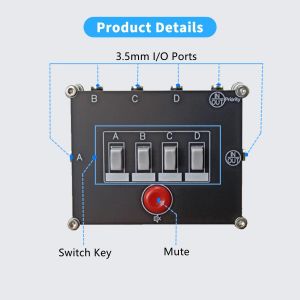 Amplificateur 4WAY STEREO Audio Source Switch 3.5 mm AUX 1/8 STOCHER SIGNAL SELECTER SPLITTER BOX 4 (1) en 1 (4) version de mise à niveau