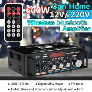 Amplificateur 600W 12V 110V220V CAR MÉNAGE BLUETOOTH Intelligent Power Amplificateur Alimentation Bluetooth Music Controller