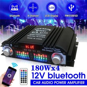 Amplificateur BT998 12V / 220V Mini Bluetooth HiFi Power Amplificateurs Stéréo Car Home Audio Digital Sound Amplificateur LCD Affichage FM SD BASS USB