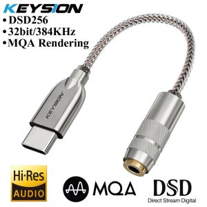 Keysion de amplificador TypeC a 3.5 mm DSD256 Audio MQA Auriculares Amplificador ES9281 32bit 384kHz Hifi USB C DAC Adaptador para iPhone 15 Android