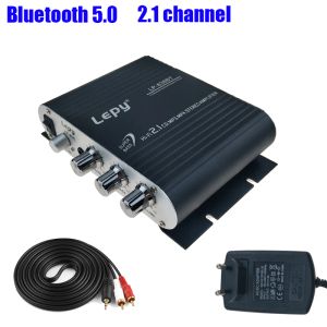 Amplificador Lepy LP838BT Bluetooth 5.0 Potencia Amplificador 2.1 3 canales Super Bass Audio Audio Amplificador con cable de alimentación y AUX 12V3A