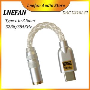 Amplificateur Lnefan CS46L41 USB C DAC Type C à 3,5 mm Jack CHEPLE Amplificateur HIFI Décodage Adaptateur Interface audio 32 bits 384KHz ampli