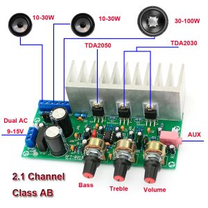 Amplificateurs 2 * 15W + 30W TDA2030 TDA2050 2.1 Canaux Amplificateurs de puissance Audio Contrôle de la tonalité Amplificateur Power Amplificateur Stéréo