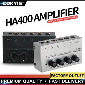 Amplificateurs HA400 Amplificateur de casque Ultracompacact 4 canaux Mini O Amplificateurs de casque stéréo avec adaptateur électrique US / UK / EU / AU PLIG NOIR