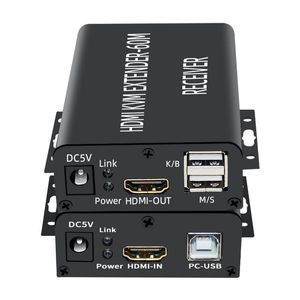 Amplificadores Hfes Hdmicompatible Kvm Extender 60m sobre Cat5/6 Cable Ethernet 1080p USB Audio Video Converter para PC TV Monitor