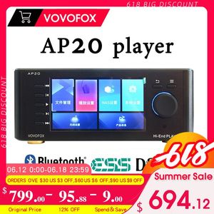 Amplificateurs Vovofox Ap20 Hifi Dsd512 Lecteur de musique Platine numérique sans perte Streaming Media Audio Es9038pro Bluetooth 5.0 Support Nas Wifi