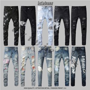 AMR Jeans Drip Jeans Pantalons pour hommes Jeans Slim Fit Jeans USA DRIP Ripped Hiphop Motorcycle Pantal