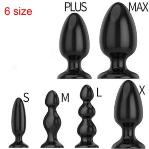 Toys anal 6 Size Soft Black Silicone Big Butt Plug Smooth Smolet Erotic Gay Sex For Woman Men 230811