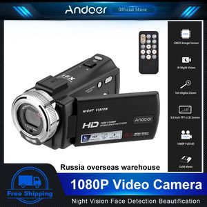 Andoer V12 caméra vidéo numérique 1080P 30MP HD 16X Zoom caméscope d'enregistrement Portable 3 pouces écran LCD caméra vidéo caméscope 240306