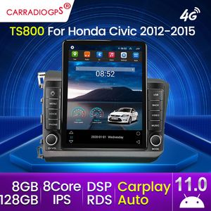 Lecteur vidéo multimédia de Radio dvd de voiture d'android 11 2 Din pour Honda Civic 2012-2015 Navigation GPS Carplay écran stéréo DVD automatique