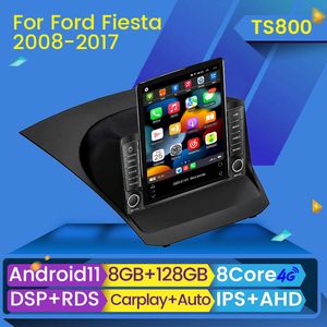 Lecteur radio dvd de voiture Android 11 pour Ford Fiesta 2009-2017 Tesla Style 2 Din multimédia stéréo Carplay Navigation GPS Autoradio BT