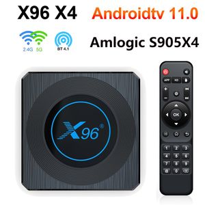 Android 11 TV BOX X96 X4 Amlogic S905X4 4G 64GB lumière rvb TVBOX prise en charge AV1 8K double Wifi BT4.1 32GB décodeur X96X4