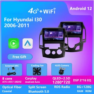 ANDROID 12 GPS de Navigation vidéo de voiture pour HYUNDAI I30 2006-2011 MODULE WIFI intégré lecteur DVD DSP 128G