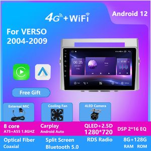 Android 12 VIDEO MULTIMEDIA GPS Bluetooth Wifi Radio Hands-Free 2 Din para Toyota Verso 2004-2009 MP5 Player