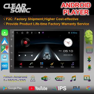 Android voile stéréo avec carplay hd lecteur multimédia double din stéréo stéréo Android Player Bluetooth Radio émetteur