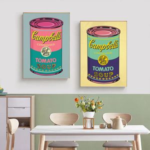Andy Warhol Series Campbell Tomates Soup en conserve PEINTURE Affiche Affiche Mur Aesthetic Cafe Bar Restaurant Restaurant Decor