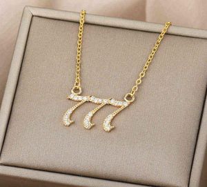 Collier numéro d'ange 111 222 333 444 555 666 777 888 999 1111, chaîne en acier inoxydable, pendentif en Zircon, colliers pour femmes, anniversaire G6488514