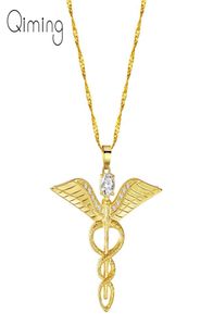Ange's Wings Collier Femmes Moissanite Ouroboros Magic Wand Caduceus Médical médical d'urgence infirmière infirmière 19 bijoux8465442