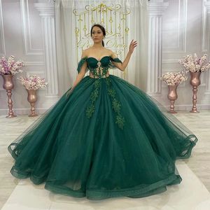ANGELSBRIDEP vert scintillant luxe cristal Quinceanera robes épaules nues fête d'anniversaire robe de bal robes de 15 240126