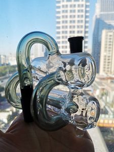 Schuine verbinding Dubbele 14 mm kamer Ashcatcher voor glazen waterpijpen Glazen bubbler 90 graden asvanger 18 mm gewrichten