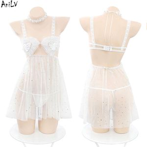 Ani Girl – robe de princesse en maille, étoile scintillante, lune, en forme d'amour, Costume pour femmes, chemise de nuit de mariée Sexy, uniforme Pamas, Lingerie Cosplay