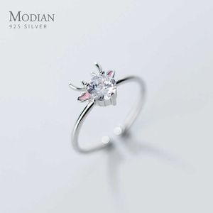 Anillo de dedo ajustable abierto de astas de animales para mujeres 925 plata esterlina brillante AAA Zircon Elk patrón joyería fina 210707