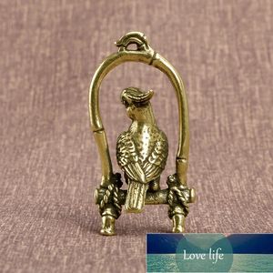 Animal Bird Key Chain Pendant Bijoux Decors Copper Copper Copper Bird Cage Parrot Figurines Miniatures Ornements de bureau