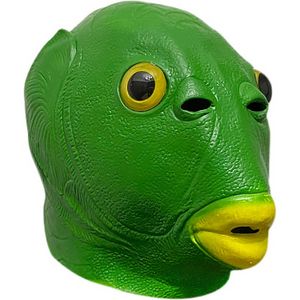 Animal Latex visage couvre-chef Halloween carnaval fête drôle vert poisson tête masque couvre-chef blagues pratiques Cosplay Greenhead