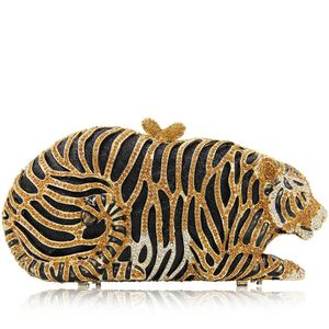 Forme animale Sac en cristal tigre strass pochette fête femmes sac à main de luxe Sac de soirée en gros Sac De Luxe Femme Bolso 240125