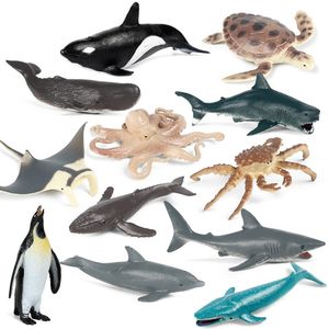 Juguete animal variado mini marino animal dinosaurio realista de vinilo de plástico juego de juego de zoológico de la jungla figura animal de animales pequeños para niños regalo