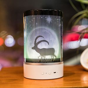 Luz Nocturna Animada USB Multifuncional Decoración Portátil Dormitorio Mesita De Noche Lámpara De Proyección Control Remoto Lámpara De Mesa LED