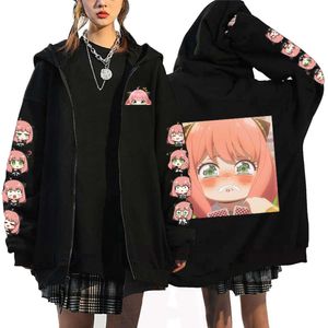 Anime Anya Forger Sweats Spy X Family Family Zipper Vestes Damian Desmond Graphic Print Sweat Fleece Streetwear Casual Streetwear Pullover